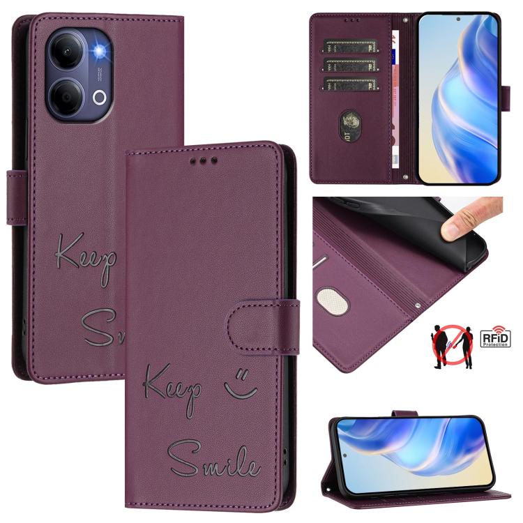 Smile Embossing RFID Leather Phone Case, For vivo X300 FE / S50 Pro mini 5G, For vivo X300s, For vivo Y21 5G 2026 / vivo Y05 4G, For vivo V70 FE 5G, For vivo X300 Ultra, For vivo X300 Pro 5G, For vivo X300 5G, For vivo Y31 5G Global                    ...