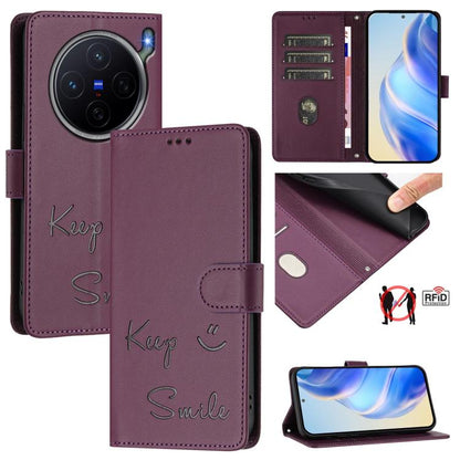 Smile Embossing RFID Leather Phone Case, For vivo X300 FE / S50 Pro mini 5G, For vivo X300s, For vivo Y21 5G 2026 / vivo Y05 4G, For vivo V70 FE 5G, For vivo X300 Ultra, For vivo X300 Pro 5G, For vivo X300 5G, For vivo Y31 5G Global                    ...