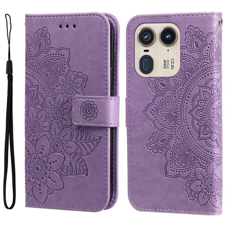 Seven-petal Flowers Embossing Leather Phone Case, For Motorola Edge 50 Ultra / X50 Ultra, For Motorola Edge 50 Fusion