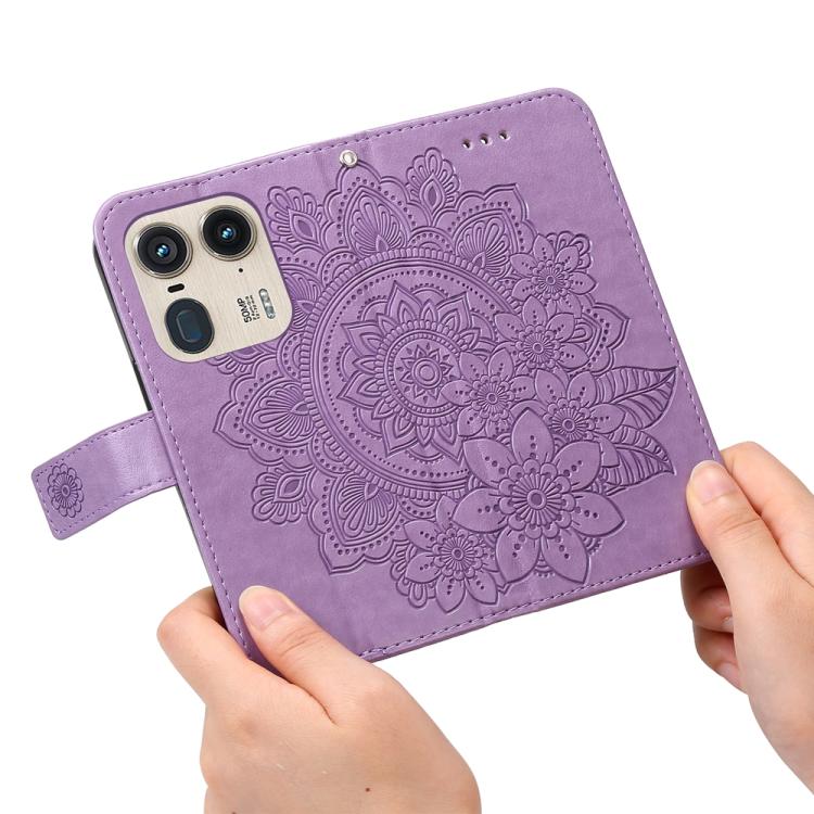 Seven-petal Flowers Embossing Leather Phone Case, For Motorola Edge 50 Ultra / X50 Ultra, For Motorola Edge 50 Fusion