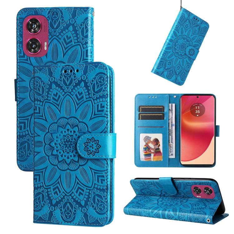 Embossed Sunflower Leather Phone Case, For Motorola Edge 50 Ultra / X50 Ultra, For Motorola Edge 50 Fusion