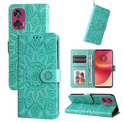 Embossed Sunflower Leather Phone Case, For Motorola Edge 50 Ultra / X50 Ultra, For Motorola Edge 50 Fusion