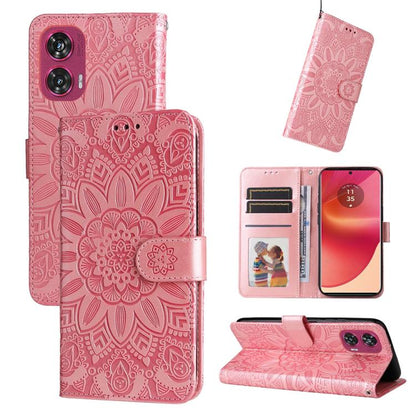 Embossed Sunflower Leather Phone Case, For Motorola Edge 50 Ultra / X50 Ultra, For Motorola Edge 50 Fusion