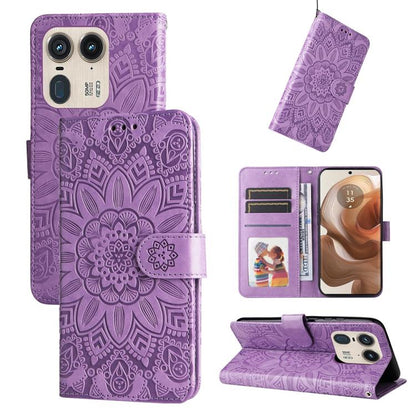 Embossed Sunflower Leather Phone Case, For Motorola Edge 50 Ultra / X50 Ultra, For Motorola Edge 50 Fusion