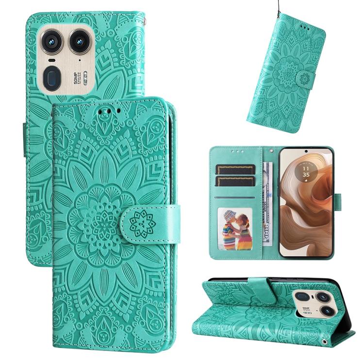 Embossed Sunflower Leather Phone Case, For Motorola Edge 50 Ultra / X50 Ultra, For Motorola Edge 50 Fusion