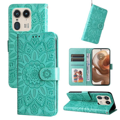 Embossed Sunflower Leather Phone Case, For Motorola Edge 50 Ultra / X50 Ultra, For Motorola Edge 50 Fusion