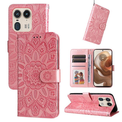 Embossed Sunflower Leather Phone Case, For Motorola Edge 50 Ultra / X50 Ultra, For Motorola Edge 50 Fusion