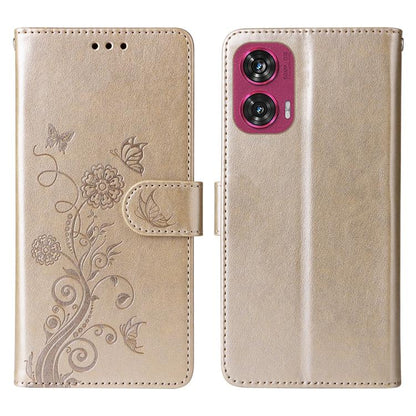 Embossed Butterfly Flowers Leather Phone Case, For Motorola Edge 50 Ultra / X50 Ultra, For Motorola Edge 50 Fusion