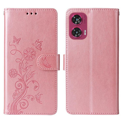 Embossed Butterfly Flowers Leather Phone Case, For Motorola Edge 50 Ultra / X50 Ultra, For Motorola Edge 50 Fusion
