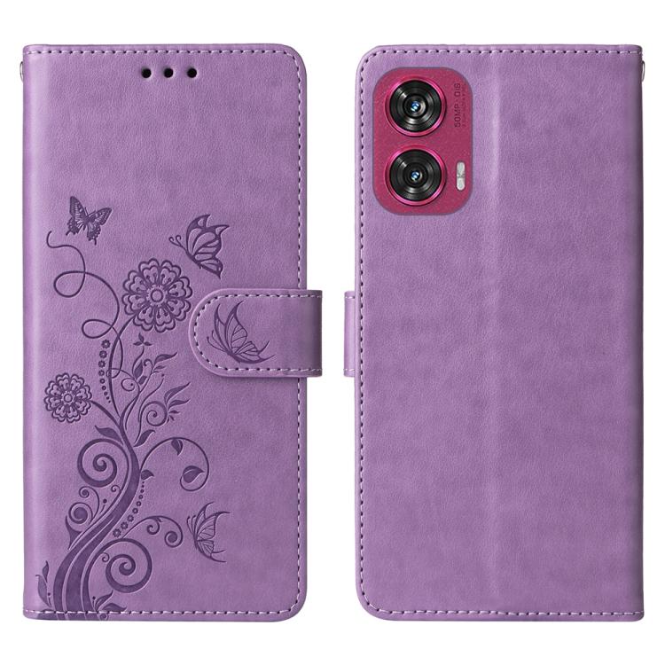 Embossed Butterfly Flowers Leather Phone Case, For Motorola Edge 50 Ultra / X50 Ultra, For Motorola Edge 50 Fusion