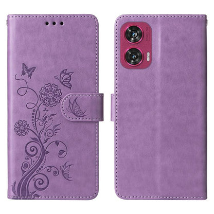 Embossed Butterfly Flowers Leather Phone Case, For Motorola Edge 50 Ultra / X50 Ultra, For Motorola Edge 50 Fusion
