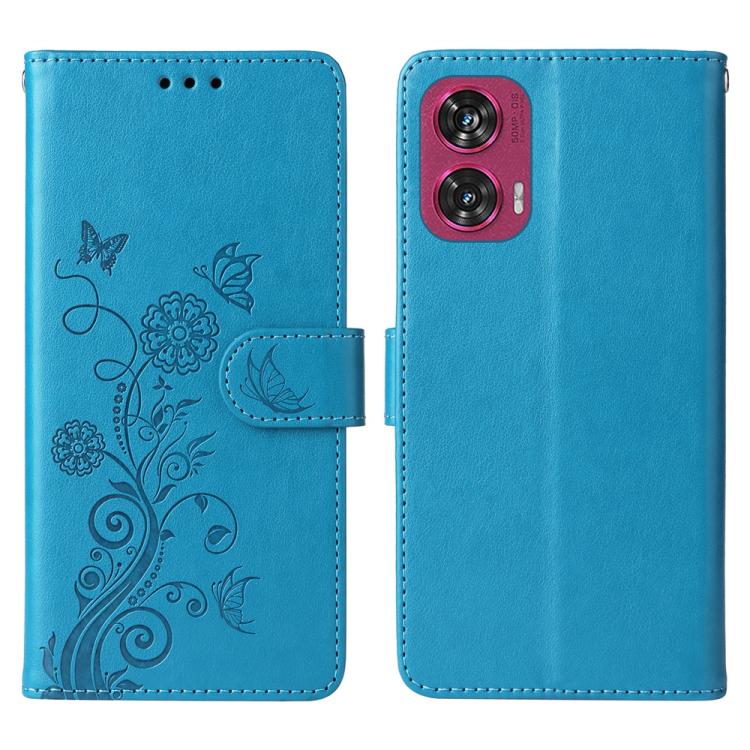 Embossed Butterfly Flowers Leather Phone Case, For Motorola Edge 50 Ultra / X50 Ultra, For Motorola Edge 50 Fusion