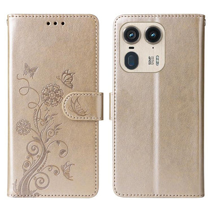 Embossed Butterfly Flowers Leather Phone Case, For Motorola Edge 50 Ultra / X50 Ultra, For Motorola Edge 50 Fusion