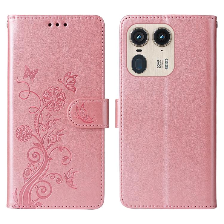 Embossed Butterfly Flowers Leather Phone Case, For Motorola Edge 50 Ultra / X50 Ultra, For Motorola Edge 50 Fusion