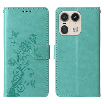 Embossed Butterfly Flowers Leather Phone Case, For Motorola Edge 50 Ultra / X50 Ultra, For Motorola Edge 50 Fusion
