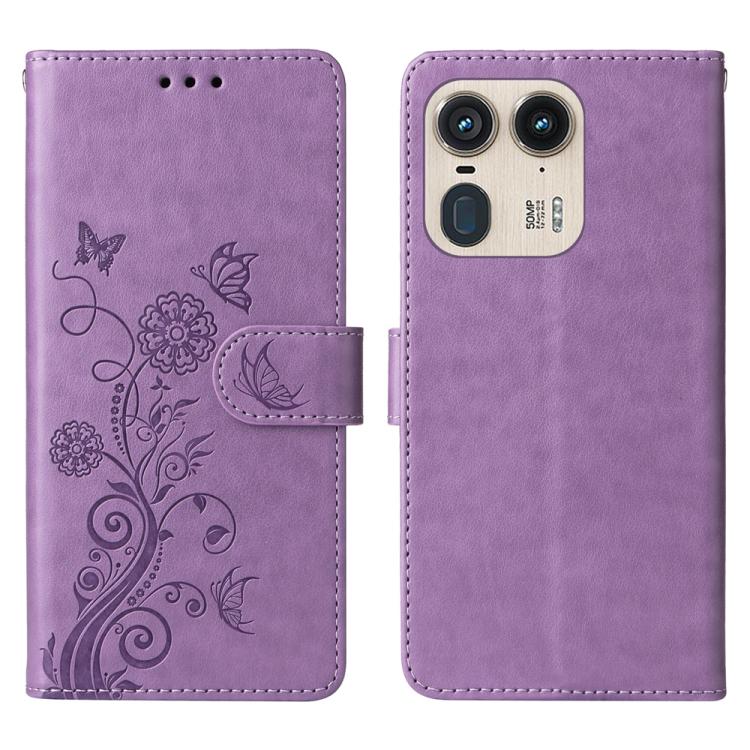 Embossed Butterfly Flowers Leather Phone Case, For Motorola Edge 50 Ultra / X50 Ultra, For Motorola Edge 50 Fusion