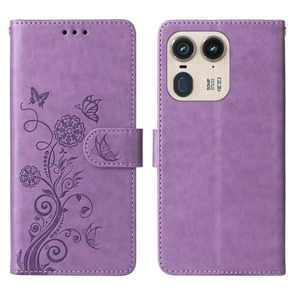 Embossed Butterfly Flowers Leather Phone Case, For Motorola Edge 50 Ultra / X50 Ultra, For Motorola Edge 50 Fusion