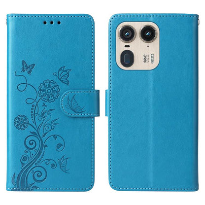 Embossed Butterfly Flowers Leather Phone Case, For Motorola Edge 50 Ultra / X50 Ultra, For Motorola Edge 50 Fusion