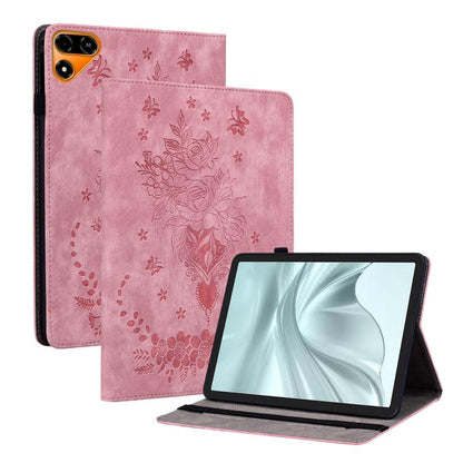Butterfly Rose Embossed Leather Tablet Case, For Tecno Megapad 2, For Tecno Megapad 11