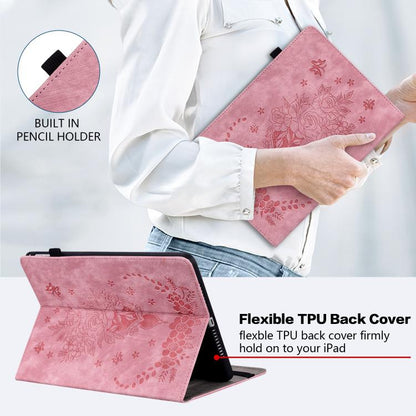 Butterfly Rose Embossed Leather Tablet Case, For Tecno Megapad 2, For Tecno Megapad 11