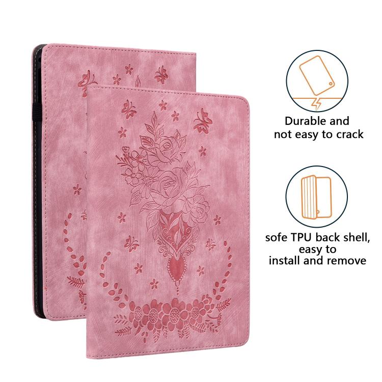 Butterfly Rose Embossed Leather Tablet Case, For Tecno Megapad 2, For Tecno Megapad 11