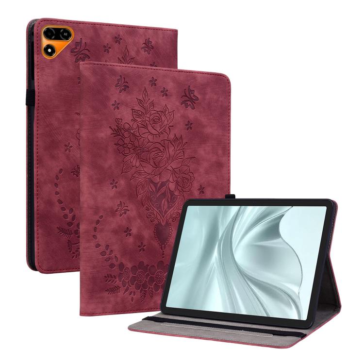 Butterfly Rose Embossed Leather Tablet Case, For Tecno Megapad 2, For Tecno Megapad 11