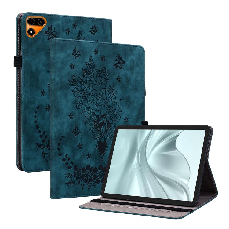 Butterfly Rose Embossed Leather Tablet Case, For Tecno Megapad 2, For Tecno Megapad 11