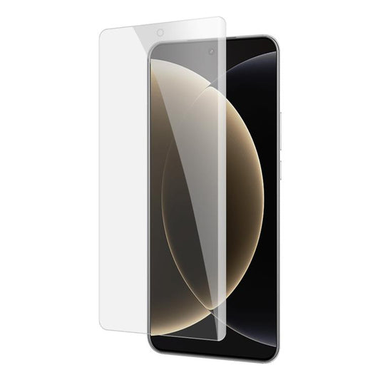 Curved full glue screen protector for a smartphone, clear glass film on front view
