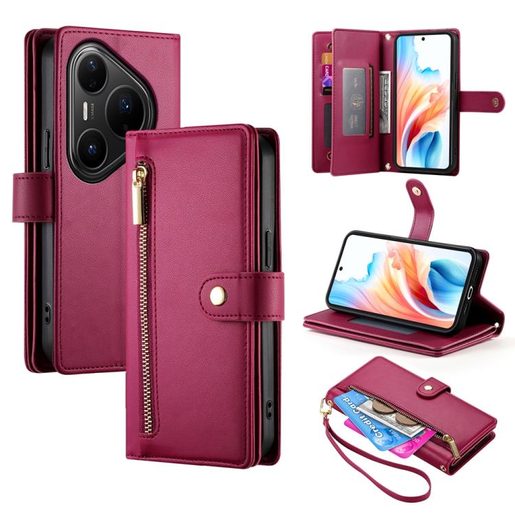 Nine Card-slot Zipper Wallet Bag Leather Phone Case, For Huawei Enjoy 90 / Enjoy 90 Plus / nova Y74, For Huawei Pura 80 Ultra 5G, For Huawei Pura 80 Pro 5G / Pura 80 Pro+ 5G, For Huawei Pura 80 5G, For Huawei nova 14 Ultra, For Huawei nova 14 Pro      ...
