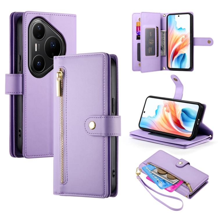 Nine Card-slot Zipper Wallet Bag Leather Phone Case, For Huawei Enjoy 90 / Enjoy 90 Plus / nova Y74, For Huawei Pura 80 Ultra 5G, For Huawei Pura 80 Pro 5G / Pura 80 Pro+ 5G, For Huawei Pura 80 5G, For Huawei nova 14 Ultra, For Huawei nova 14 Pro      ...