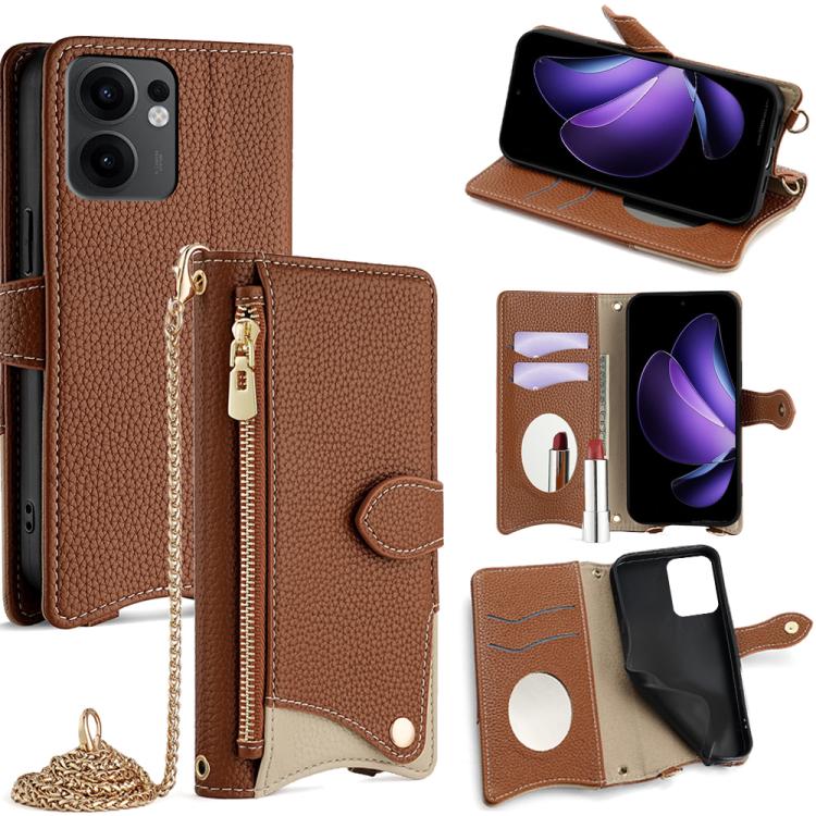 Crossbody Chain Fishtail Litchi Leather Phone Case, For OPPO Find X9, For OPPO F31 5G, For OPPO Find X9 Pro, For OPPO K13 Turbo Pro 5G, For OPPO Reno14 F 5G, For OPPO A5x 5G / A3 4G / 5G / A3x 4G / 5G, For OPPO Find X8s+, For OPPO Find X8s             ...