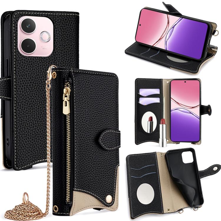 Crossbody Chain Fishtail Litchi Leather Phone Case, For OPPO Find X9, For OPPO F31 5G, For OPPO Find X9 Pro, For OPPO K13 Turbo Pro 5G, For OPPO Reno14 F 5G, For OPPO A5x 5G / A3 4G / 5G / A3x 4G / 5G, For OPPO Find X8s+, For OPPO Find X8s             ...