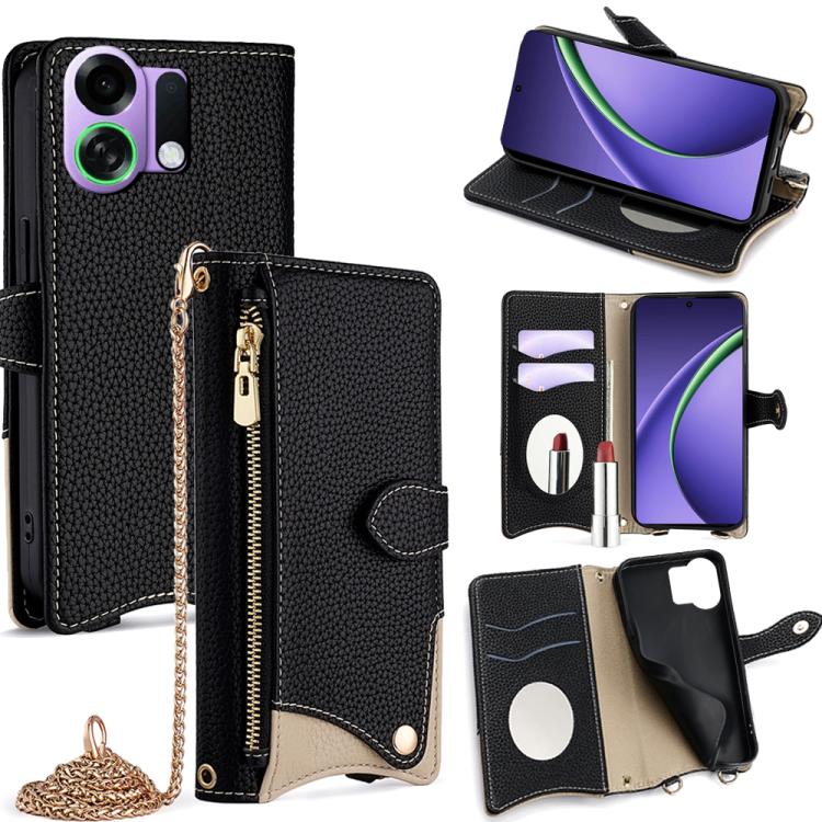 Crossbody Chain Fishtail Litchi Leather Phone Case, For OPPO Find X9, For OPPO F31 5G, For OPPO Find X9 Pro, For OPPO K13 Turbo Pro 5G, For OPPO Reno14 F 5G, For OPPO A5x 5G / A3 4G / 5G / A3x 4G / 5G, For OPPO Find X8s+, For OPPO Find X8s             ...