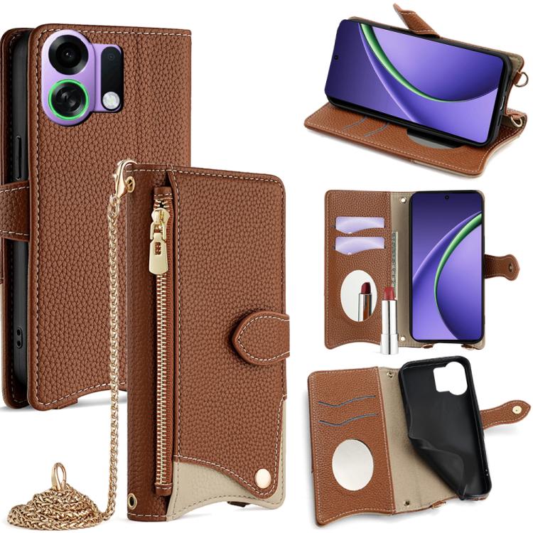 Crossbody Chain Fishtail Litchi Leather Phone Case, For OPPO Find X9, For OPPO F31 5G, For OPPO Find X9 Pro, For OPPO K13 Turbo Pro 5G, For OPPO Reno14 F 5G, For OPPO A5x 5G / A3 4G / 5G / A3x 4G / 5G, For OPPO Find X8s+, For OPPO Find X8s             ...