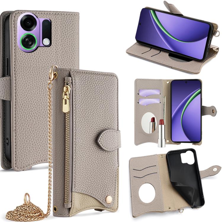 Crossbody Chain Fishtail Litchi Leather Phone Case, For OPPO Find X9, For OPPO F31 5G, For OPPO Find X9 Pro, For OPPO K13 Turbo Pro 5G, For OPPO Reno14 F 5G, For OPPO A5x 5G / A3 4G / 5G / A3x 4G / 5G, For OPPO Find X8s+, For OPPO Find X8s             ...