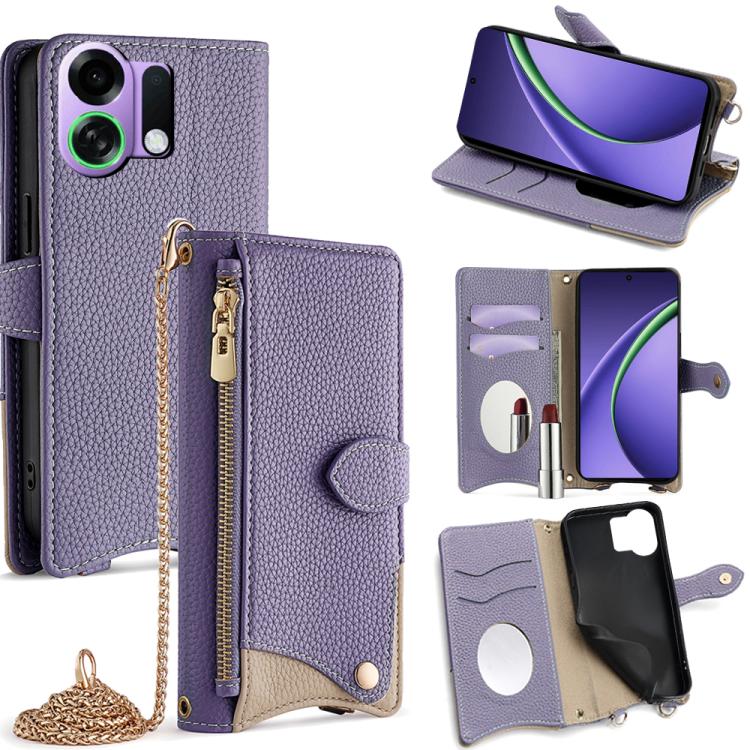 Crossbody Chain Fishtail Litchi Leather Phone Case, For OPPO Find X9, For OPPO F31 5G, For OPPO Find X9 Pro, For OPPO K13 Turbo Pro 5G, For OPPO Reno14 F 5G, For OPPO A5x 5G / A3 4G / 5G / A3x 4G / 5G, For OPPO Find X8s+, For OPPO Find X8s             ...