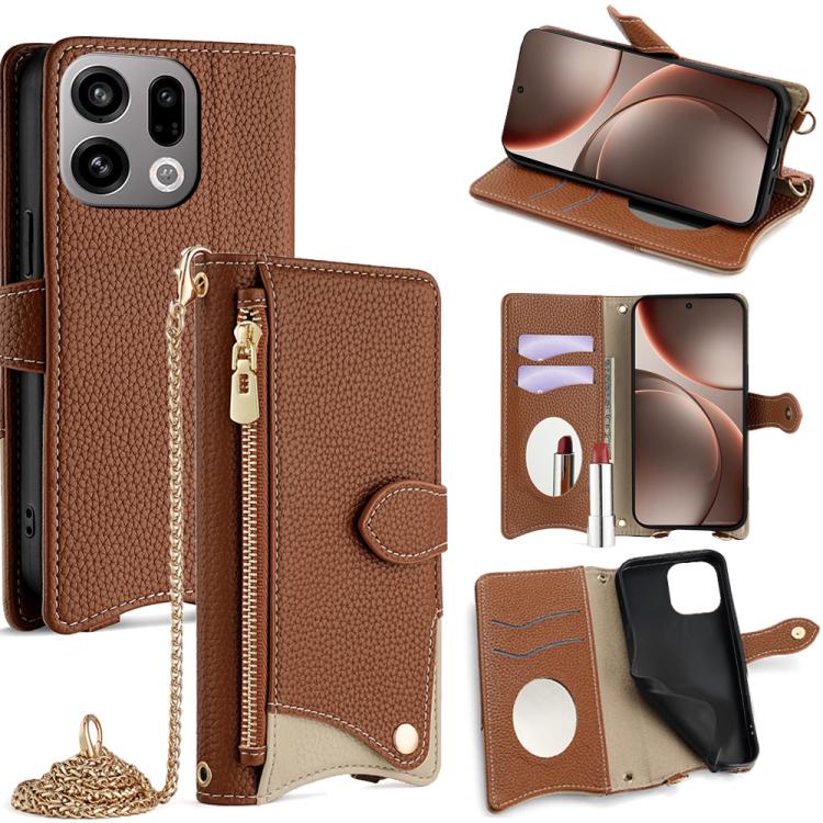 Crossbody Chain Fishtail Litchi Leather Phone Case, For OPPO Find X9, For OPPO F31 5G, For OPPO Find X9 Pro, For OPPO K13 Turbo Pro 5G, For OPPO Reno14 F 5G, For OPPO A5x 5G / A3 4G / 5G / A3x 4G / 5G, For OPPO Find X8s+, For OPPO Find X8s             ...