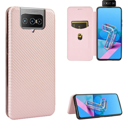 Pink carbon fiber texture magnetic flip phone case with card slot
