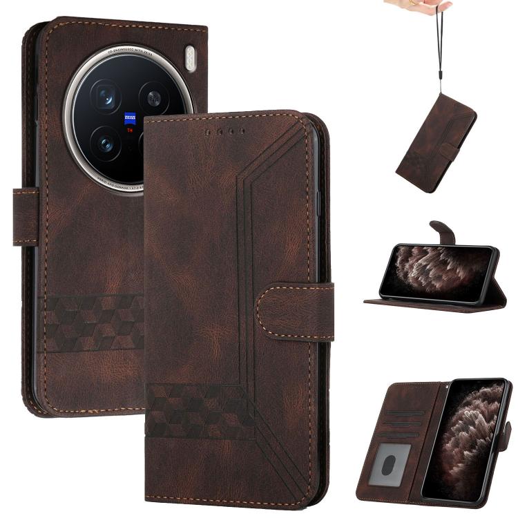 Cubic Skin Feel Flip Leather Phone Case, For vivo V50, For vivo X200 Pro, For vivo Y200i