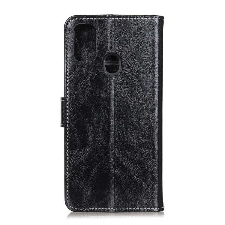 Black textured leather phone case with camera cutout and vertical flip stand