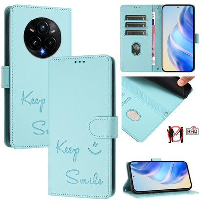 Smile Embossing RFID Leather Phone Case, For Realme C71 4G Global, For Realme 14x Global / V70 5G / C75 5G, For Realme Narzo 80 Pro / 14 Pro 5G India, For Realme 14 5G / 14T 5G Global, For Realme P3 Ultra 5G, For Realme P3 5G, For Realme 14 Pro+ 5G    ...