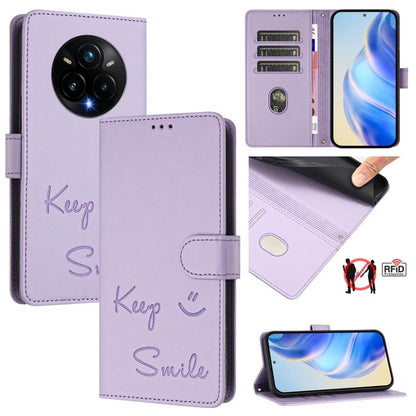 Smile Embossing RFID Leather Phone Case, For Realme C71 4G Global, For Realme 14x Global / V70 5G / C75 5G, For Realme Narzo 80 Pro / 14 Pro 5G India, For Realme 14 5G / 14T 5G Global, For Realme P3 Ultra 5G, For Realme P3 5G, For Realme 14 Pro+ 5G    ...