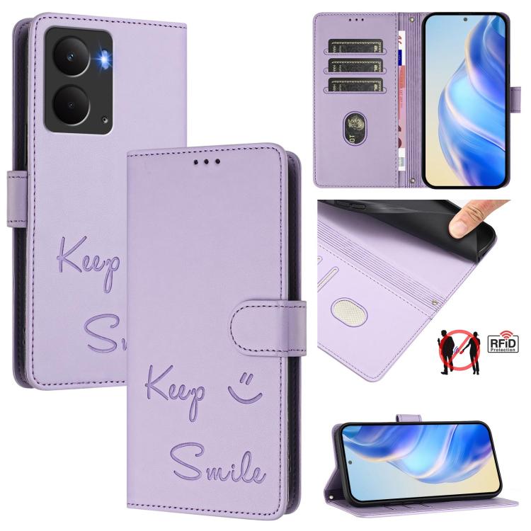 Smile Embossing RFID Leather Phone Case, For Realme C71 4G Global, For Realme 14x Global / V70 5G / C75 5G, For Realme Narzo 80 Pro / 14 Pro 5G India, For Realme 14 5G / 14T 5G Global, For Realme P3 Ultra 5G, For Realme P3 5G, For Realme 14 Pro+ 5G    ...