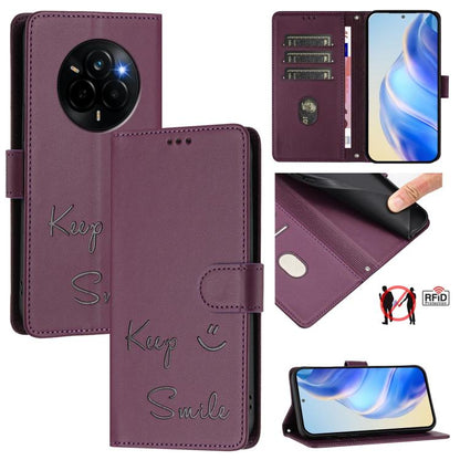 Smile Embossing RFID Leather Phone Case, For Realme C71 4G Global, For Realme 14x Global / V70 5G / C75 5G, For Realme Narzo 80 Pro / 14 Pro 5G India, For Realme 14 5G / 14T 5G Global, For Realme P3 Ultra 5G, For Realme P3 5G, For Realme 14 Pro+ 5G    ...
