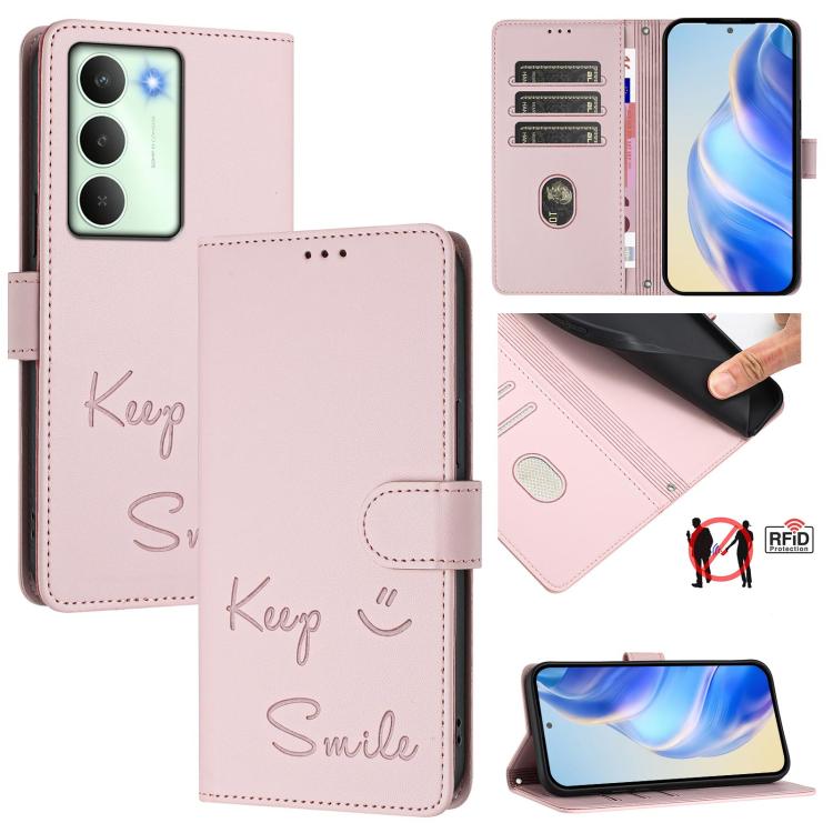 Smile Embossing RFID Leather Phone Case, For Realme C71 4G Global, For Realme 14x Global / V70 5G / C75 5G, For Realme Narzo 80 Pro / 14 Pro 5G India, For Realme 14 5G / 14T 5G Global, For Realme P3 Ultra 5G, For Realme P3 5G, For Realme 14 Pro+ 5G    ...