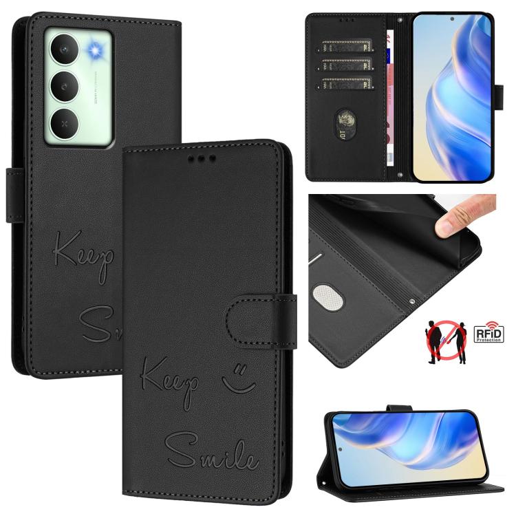 Smile Embossing RFID Leather Phone Case, For Realme C71 4G Global, For Realme 14x Global / V70 5G / C75 5G, For Realme Narzo 80 Pro / 14 Pro 5G India, For Realme 14 5G / 14T 5G Global, For Realme P3 Ultra 5G, For Realme P3 5G, For Realme 14 Pro+ 5G    ...