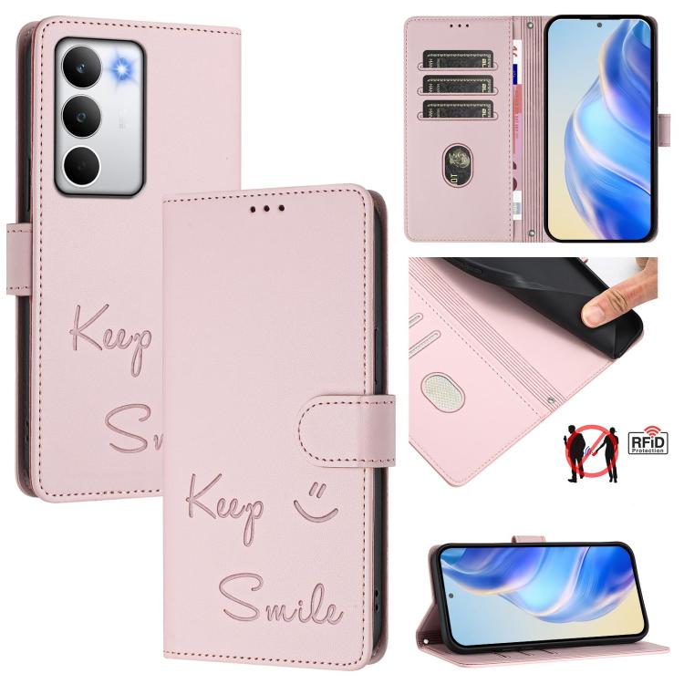 Smile Embossing RFID Leather Phone Case, For Realme C71 4G Global, For Realme 14x Global / V70 5G / C75 5G, For Realme Narzo 80 Pro / 14 Pro 5G India, For Realme 14 5G / 14T 5G Global, For Realme P3 Ultra 5G, For Realme P3 5G, For Realme 14 Pro+ 5G    ...