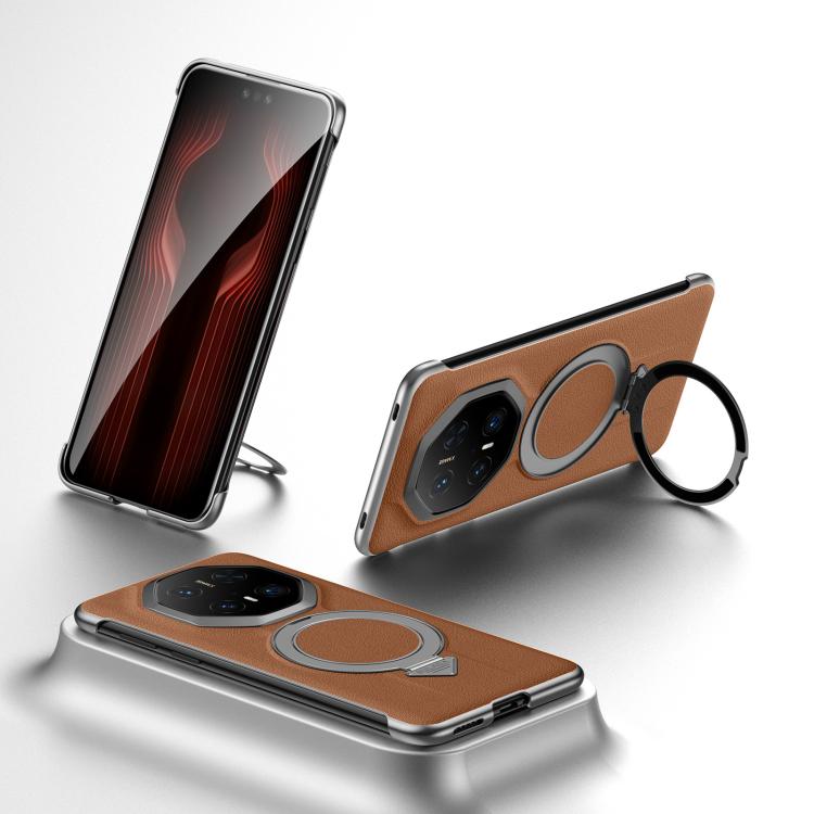 SULADA Top Grain Leather MagSafe Magnetic Holder Phone Case, For Huawei Pura 90 Pro Max 5G, For Huawei Pura 90 Pro 5G, For Huawei Mate 70 RS Ultimate
