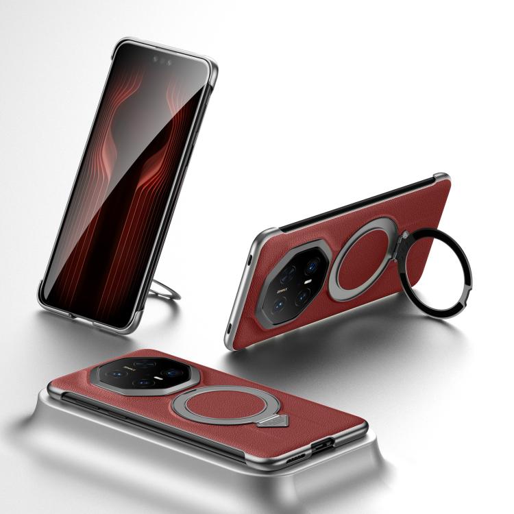 SULADA Top Grain Leather MagSafe Magnetic Holder Phone Case, For Huawei Pura 90 Pro Max 5G, For Huawei Pura 90 Pro 5G, For Huawei Mate 70 RS Ultimate