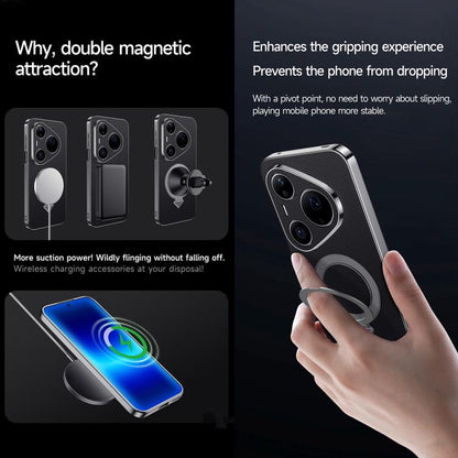 SULADA Top Grain Leather MagSafe Magnetic Holder Phone Case, For Huawei Pura 90 Pro Max 5G, For Huawei Pura 90 Pro 5G, For Huawei Mate 70 RS Ultimate